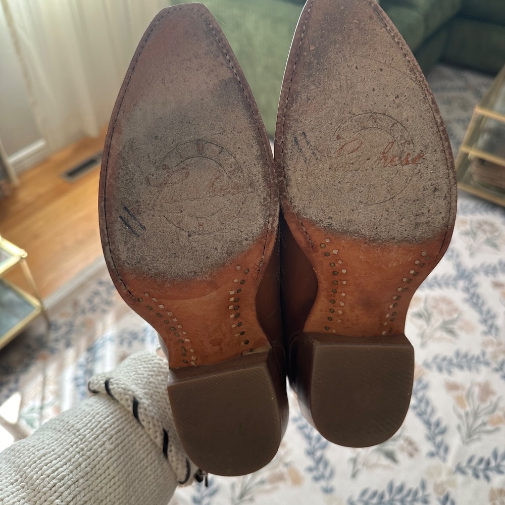 Lucchese Brown Leather Western Mule Booties Size 8B Snip Toe Embroidered Cowboy - Picture 4 of 5